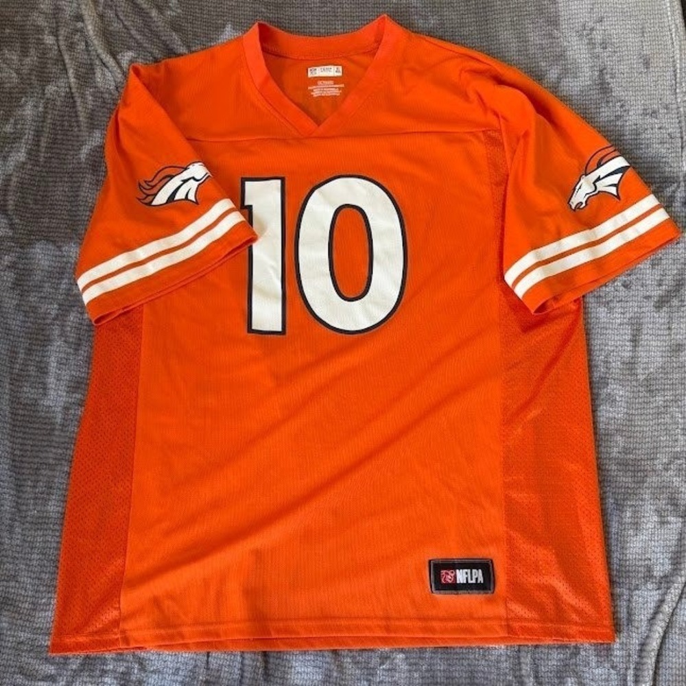 Denver Broncos NFLPA Jersey Mens‎ Large Orange #10 Sanders Football Fan Shirt L